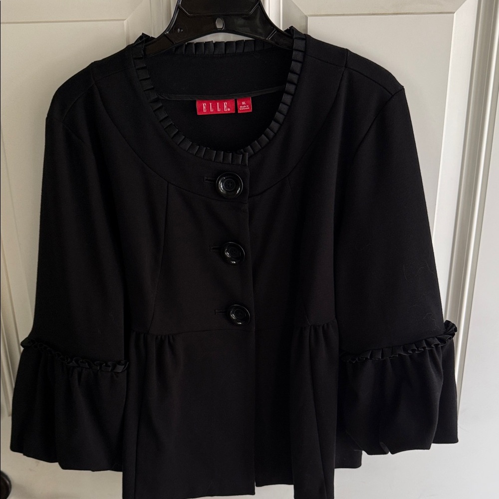 Elle Black Ruffled Sleeve Jacket